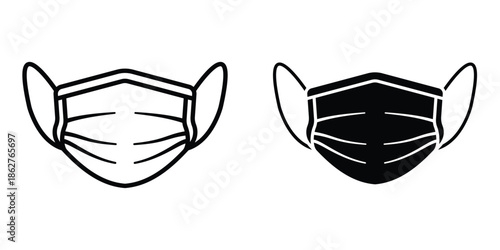 Surgical mask icons multiple style collection. icon in vector. Logotype