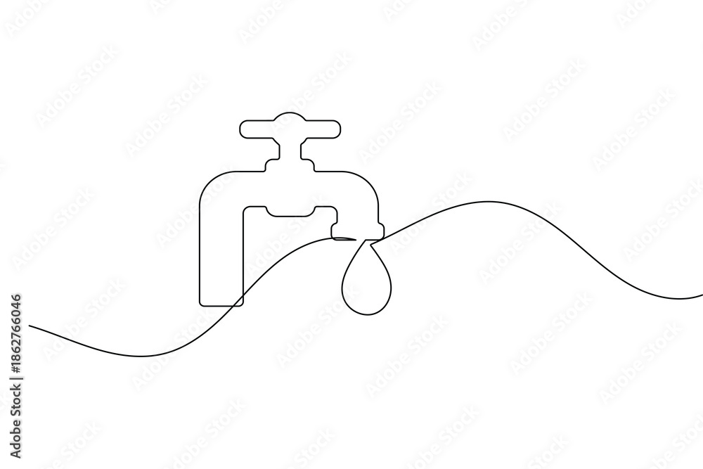 Obraz premium One line art water drop logo for environmental and sustainability projects