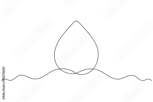 Water drop one line art illustration isolated on white background minimalist design