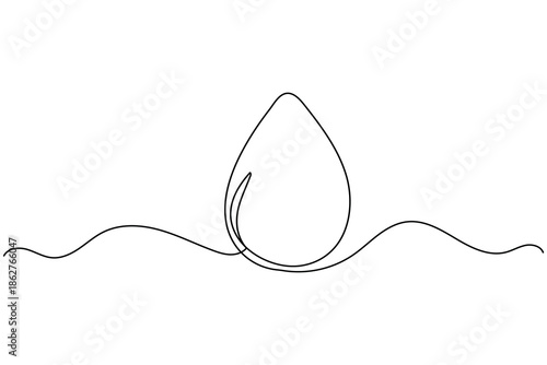 Water drop in one line art style for spa and wellness branding
