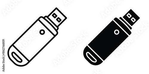 usb drive icons multiple style collection. icon in vector. Logotype