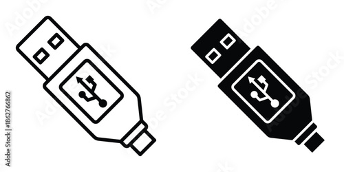 USB icons multiple style collection. icon in vector. Logotype