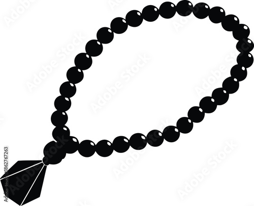 Islamic Prayer Beads Tasbih Icon, Religious Worship Meditation Tool Symbol