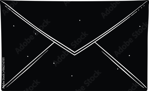 Simple black and white envelope illustration, Classic correspondence postal service symbol