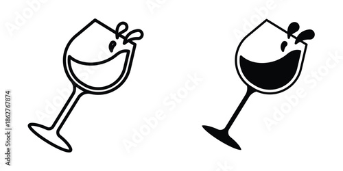 Wine glass icons multiple style collection. icon in vector. Logotype