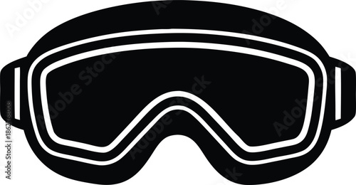 Ski goggles black silhouette illustration, Winter sports safety eyewear symbol