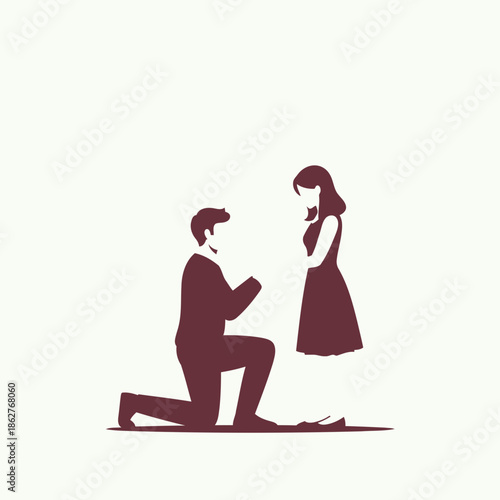 Man proposing to woman on one knee with love and romance