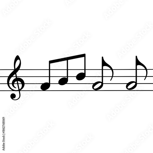 Music notes on staff with melody and harmony