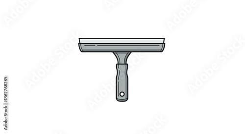 A simple black and white line art illustration of a window squeegee, a tool used for cleaning glass surfaces.