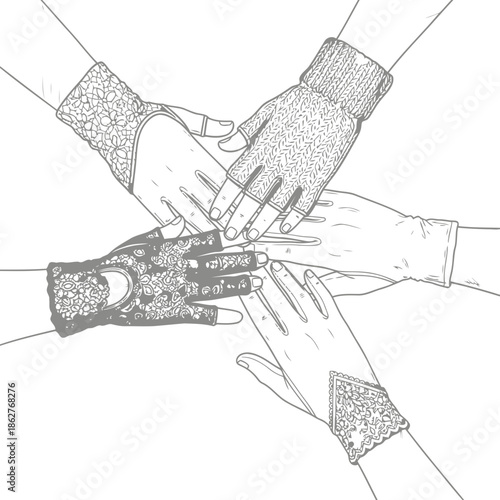 A group of people putting their hands together in a symbol of unity and teamwork