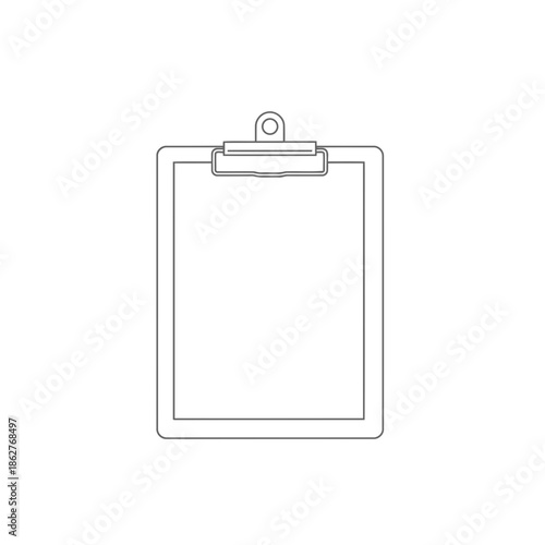 A simple line drawing of a blank clipboard