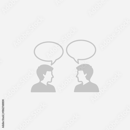 Vector illustration of two men with speech bubbles facing each other