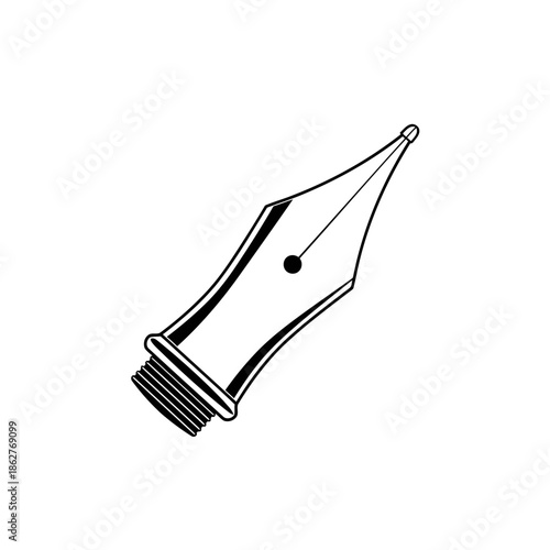 Fountain pen nib writing instrument on isolated