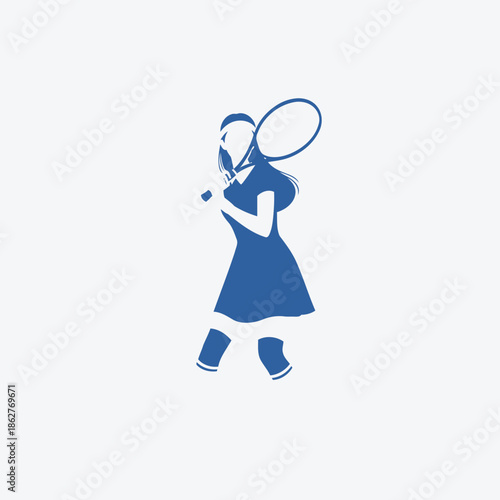 Girl playing tennis with racket and ball in hand