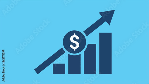 Dollar sign with upward trending bar chart representing financial growth