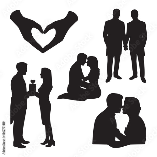 Couple Silhouettes in Love Positions