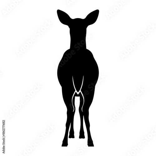 Black silhouette of a deer from behind on a white background Vector