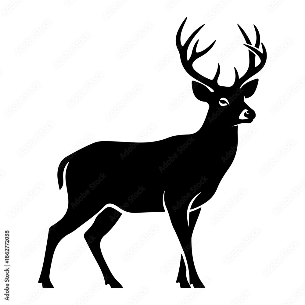 Obraz premium Silhouette of a majestic buck with large antlers Vector