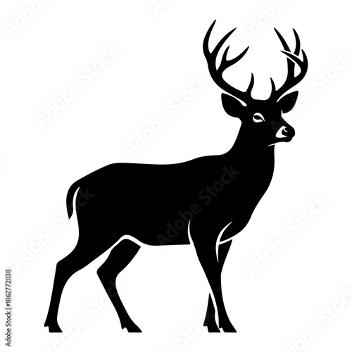 Silhouette of a majestic buck with large antlers Vector