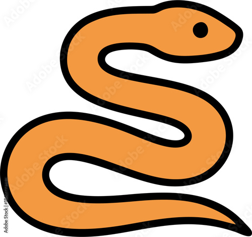 Cute Orange Snake Cartoon Character Vector Illustration