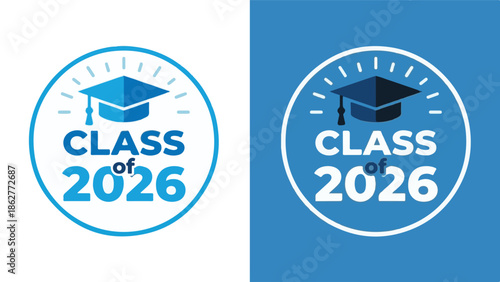 Class of 2026 Graduation Emblem with Academic Cap Illustration