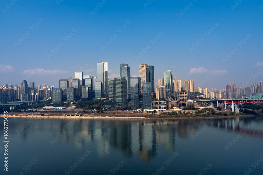 Fototapeta premium Modern Urban Architecture Along the Yangtze River in Chongqing