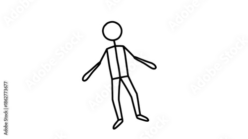 Stick Figure Falling Backwards and Losing Balance on Isolated White Background