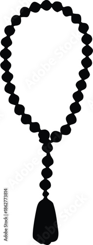 Islamic prayer beads tasbih silhouette, Traditional Muslim rosary misbaha design