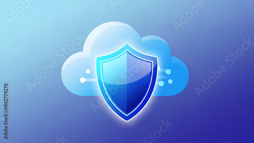blue shield, Protection Shield Concept in Trust Blue Illustration