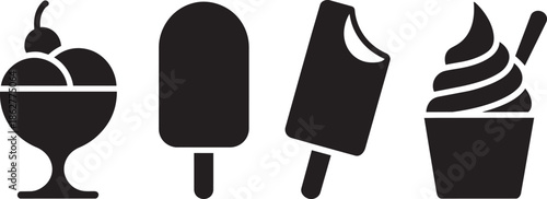 Ice cream and frozen treats icons collection with scoops popsicle sundae and soft serve cup