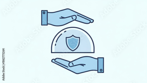 vector illustration of a symbol of a shield, Protection Shield Concept in Trust Blue Illustration