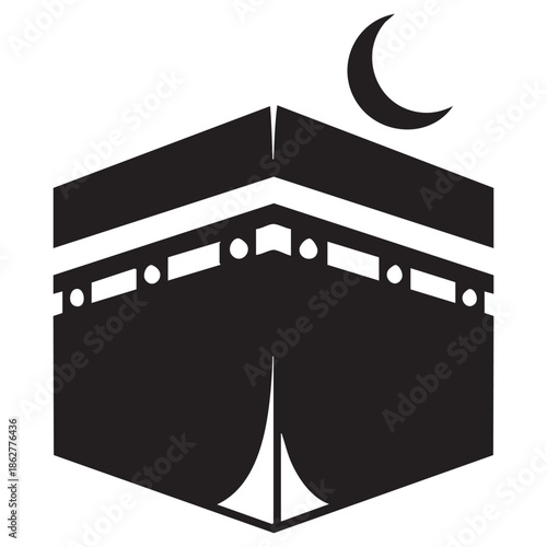 Black Kaaba and Crescent Moon Islamic Finance Ethics Symbol mecca