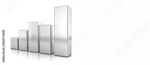 silver bar graph isolated on white, empty space for text	
