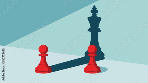 Chess pawn casting a king shadow, symbolizing potential and ambition