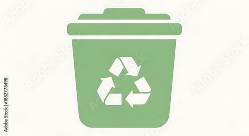 Green Recycling Bin with Symbol.