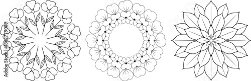Black and white floral mandala designs