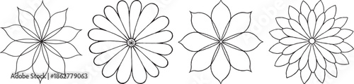 Set of floral designs with multiple petals