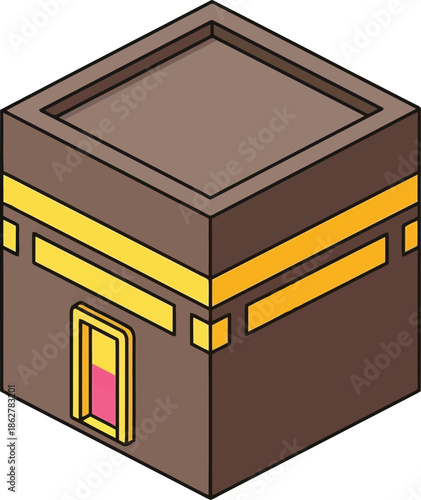Isometric kaaba mecca illustration for islamic hajj umrah pilgrimage icon design