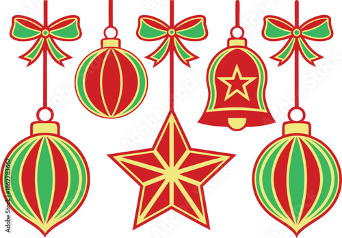 Christmas Decoration Illustration Collection. Festive Christmas Decoration Elements. Holiday Christmas Decoration Design. Traditional Christmas Decoration Artwork. Colorful Christmas Decoration