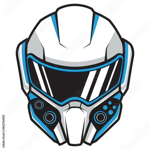 Futuristic helmet with blue accents for gamer