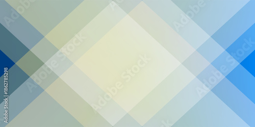 Modern vector background template featuring layered geometric diamond and square shapes in soft blue, cream, and gray tones. The composition creates depth through overlapping translucent elements.
