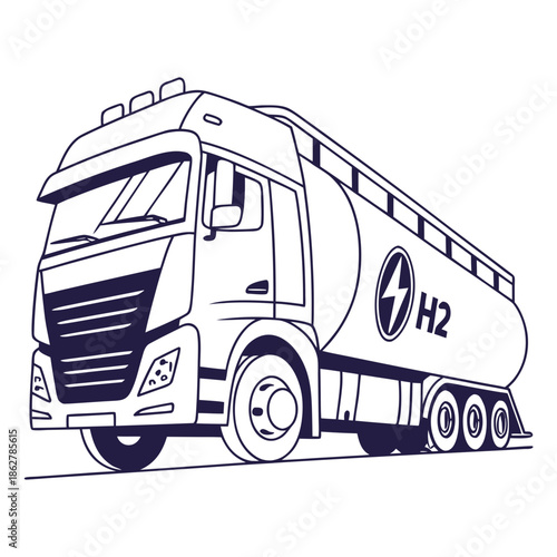 Hydrogen powered truck tanker with H2 hydrogen truck