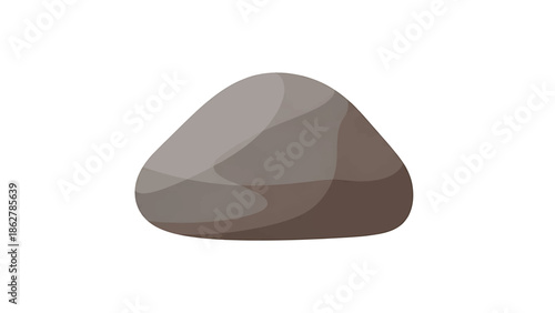 A smoothed, layered, pebble graphic floats against a white background, using shades of brown and gray. Its shape is irregular