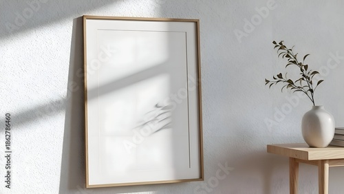 Wallpaper Mural Minimalist Interior with Blank Picture Frame and Plant. Torontodigital.ca