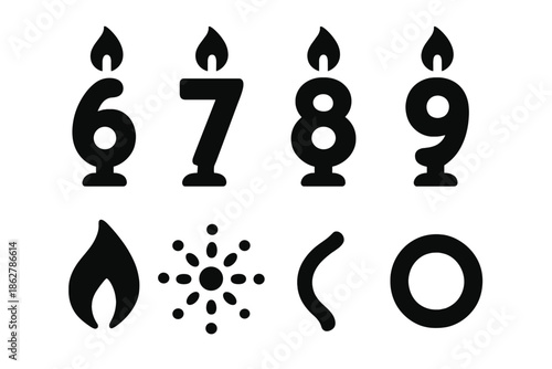 Celebration Number Icons. Celebration number icons. Filled icon set of Celebration number icons: number 6