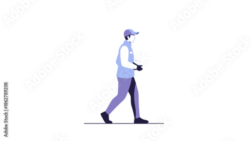 A man walking alone in a vector illustration style