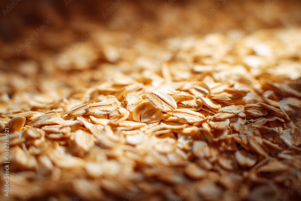 Obraz premium Close-up view of oats highlighting their texture and natural color in soft focus Generative AI