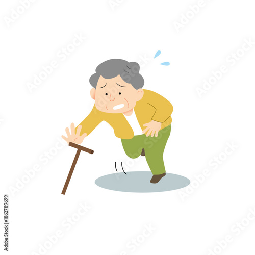 転倒するシニア女性のイラスト