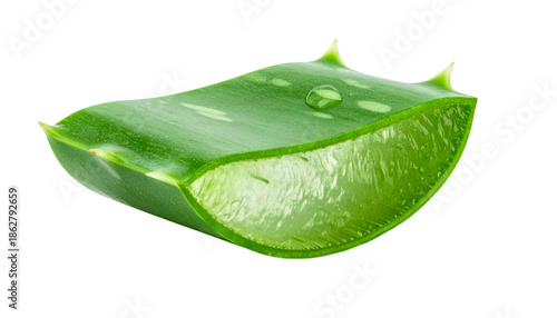 slice piece of aloe vera isolated on white background