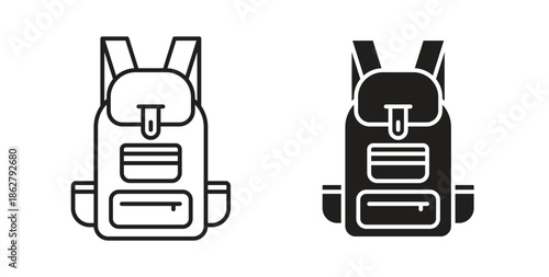 Backpack icons linear icon. Line with Editable stroke. monochrome icon